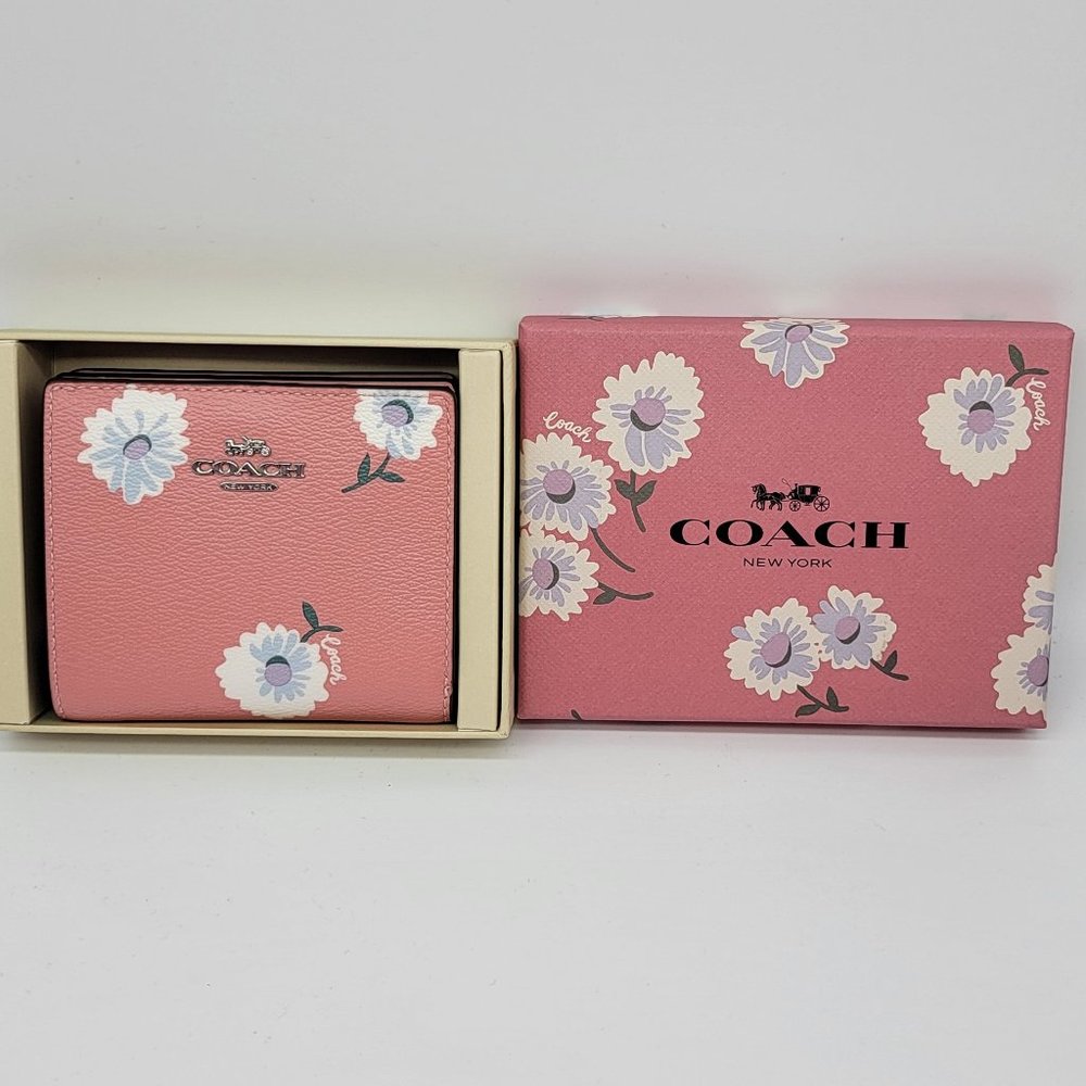 Coach Boxed Snap Wallet with Daisy Print C2889 Bubblegum Multi